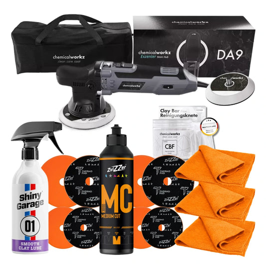 ZviZZer - 1-Stufiges Medium Cut One-Step Polier-Set mit Poliermaschine DA9 und Knete