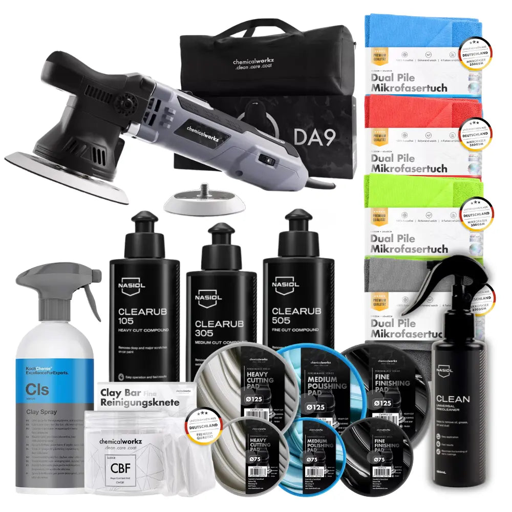 Nasiol - Polierset Auto mit Exzenter Poliermaschine DA9 - Auto Politur Set V1