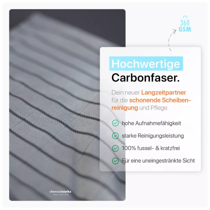 ChemicalWorkz - Carbon Fiber Glass - Scheibenreinigungs-Tuch