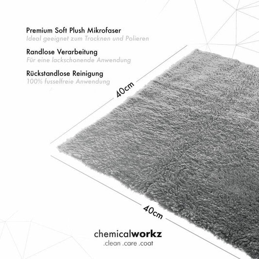 ChemicalWorkz - Edgeless Soft Touch Premium Towel grey - Poliertuch grau 40x40cm 600GSM_2