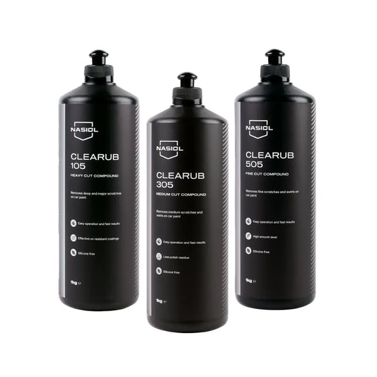 Nasiol CleaRub - Politur-Set 1Liter - 3-teiliges Komplettpaket für makellose Lackpflege