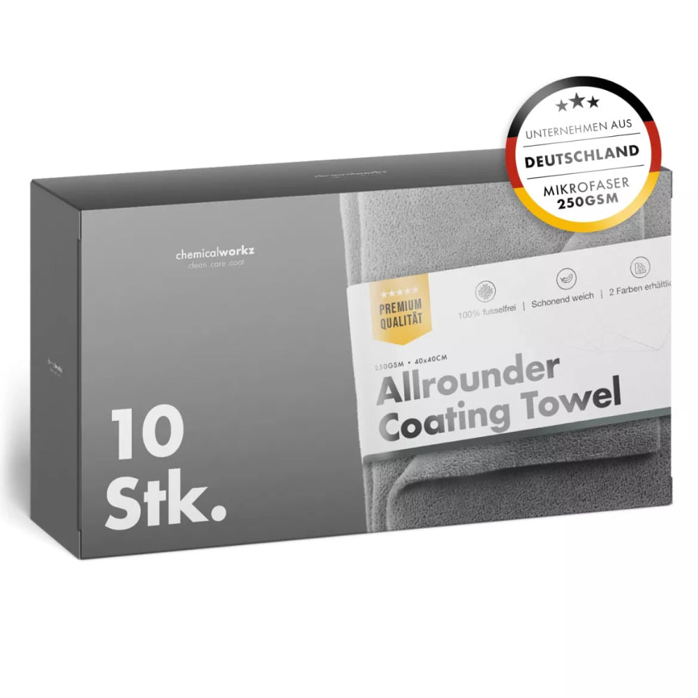 ChemicalWorkz - Allrounder Coating Towel - Versiegelungstuch 250GSM Grau 40×40cm 10Stk.