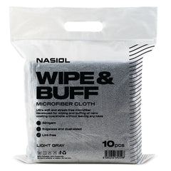 Nasiol - Wipe&Buff Microfiber Cloth 10pcs. Light Gray - Poliertuch Hellgrau 40x40cm 320GSM 10Stk.
